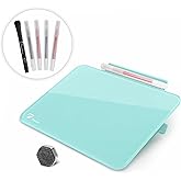 Aqua Blue Mini Desktop Pure Glass Whiteboard, Small Slope Slick Desk Whiteboard Glass, Desk White Board, Desktop White Board 