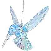 BRBASAP Hummingbird Ornament Decor Figurines Acrylic Hanging Hummingbirds Crystal Suncatcher Bird Figurine for Home Decorative Tree Ornaments Charm Humingbird Party Decorations Shiny Hanging(Blue)