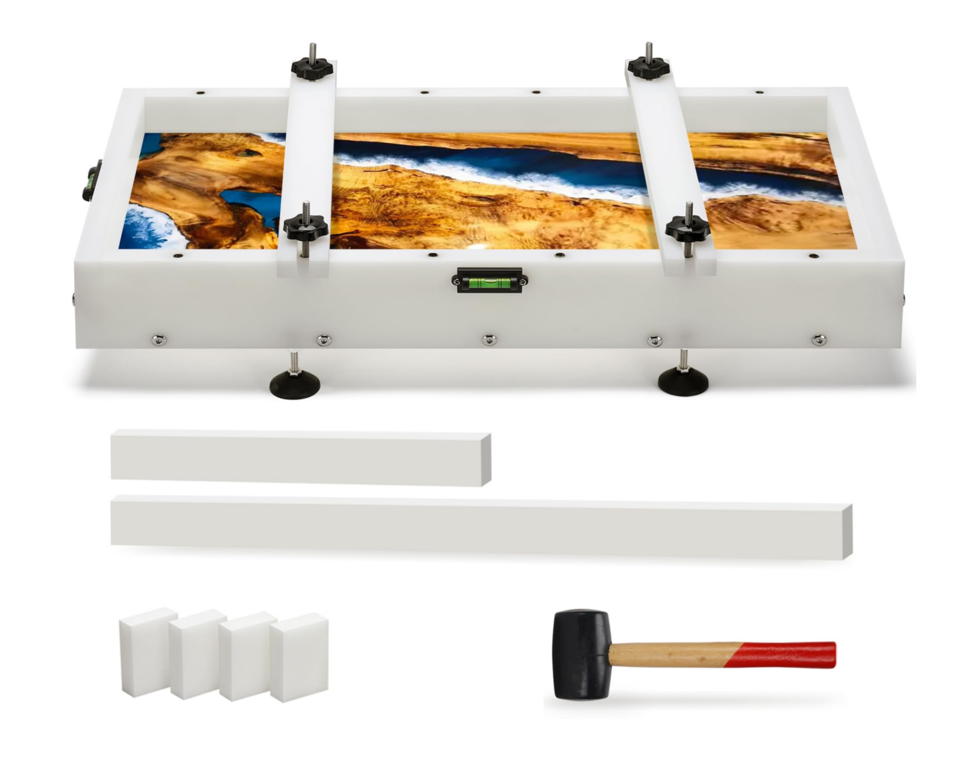 Photo 1 of GROWLING Reusable Epoxy Resin Mold 18x12x3 Inches, Adjustable Fastening and Leveling, Heavy Duty Large Resin Mold for River Tables, Coffee Tables, Trays, Cutting Boards, DIY Resin Art Etc.