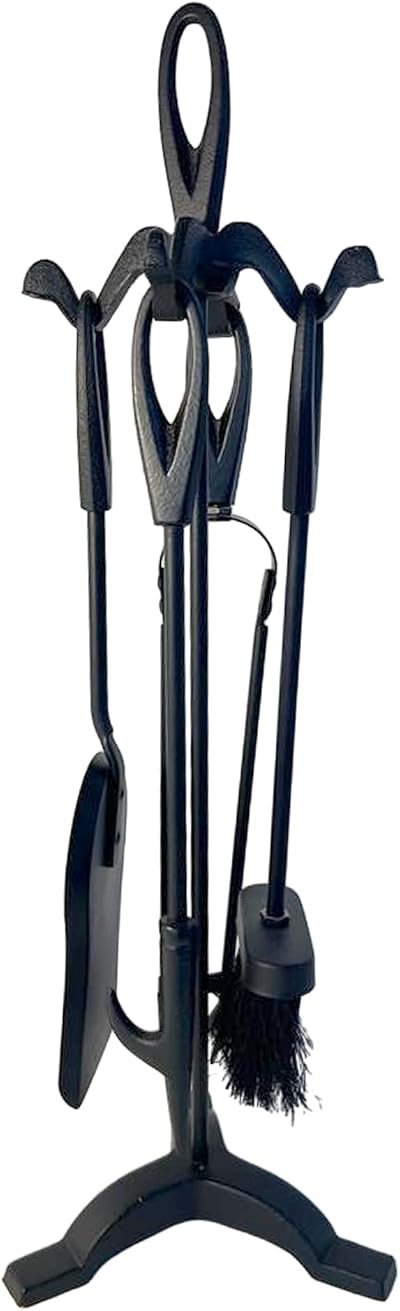 Thorness 5 Piece Black Metal Loop Handle Fireplace Companion Set 60cm