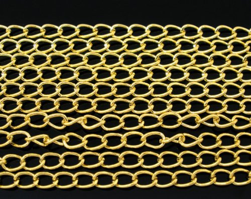 QPSupplies 10 Metres Length of Gold Plated Open Link 5.5mm x 5.3mm Curb Chain. for Jewellery/Necklace Making and Art Crafts