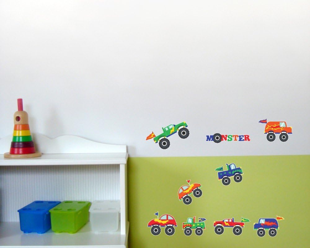 Samunshi® 17 Piece Monster Truck Bigfoot Truck Wall Tattoo Set for Child's Bedroom, multicoloured, 2x 21x34cm - Image 4