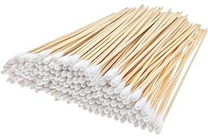 RIKWOG 200 Pcs Cotton Swabs, 6 Inch Long Ear Buds with Extra Long Wooden Handle Ear Picks for Cleaning, Jewelry, Polishing, Makeup, Dogs