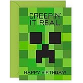 CENTRAL 23 Fun Minecraft-Inspired Birthday Card - 'Creeping It Real' Gamer Gifts for Kids, Boy, Son, Nephew, Niece, Girls, Te