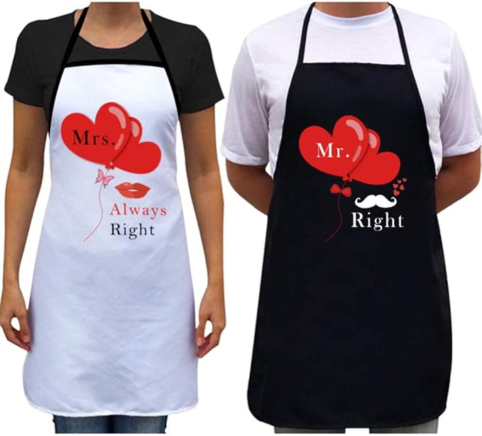 Couples Aprons, Mr. Right & Mrs. Always Right Couples Kitchen Aprons