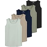 Real Essentials 5 Pack: Men's Dry-Fit Muscle Tank Top Sleeveless Shirts Workout Tees Athletic Gym (Big & Tall Available)
