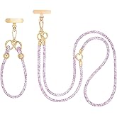 FUAHXYES Crystal Phone Strap Crossbody and Wrist Lanyard, Anti Theft Layered & Wrist Strap Cell Phone Neck for Women