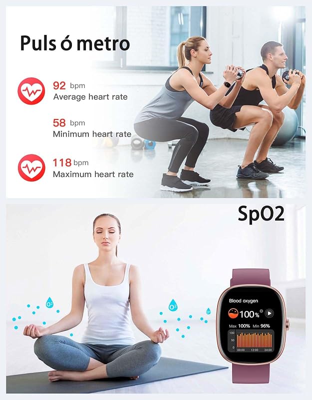 Reloj Inteligente Hombre Mujer con Llamadas Bluetooth 5.3, Smartwatch Deportivo 3ATM Impermeable con 113 Modos Deportivos, Monitor de Pulsómetro, Sueño y SpO2, Reloj Digital (Morado)