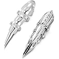 BOPREINA Punk Men's Armour Knuckle Joint Full Finger Double Loop Activity Ring Rock Gothic Hinged Rings Halloween Party Cosplay Costume Accessories Jewelry