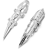 BOPREINA Punk Men's Armour Knuckle Joint Full Finger Double Loop Activity Ring Rock Gothic Hinged Rings Halloween Party Cosplay Costume Accessories Jewelry
