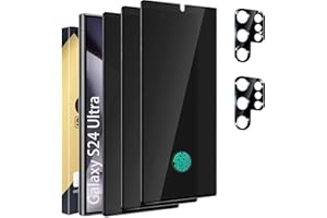 CWQZGUF [3+2 Pack Galaxy S24 Ultra Privacy Screen Protector - 3 Pack Privacy Film + 2 Pack Camera Lens Tempered Glass, High Clarity Bubble Free, Anti-Spy Protection for Samsung S24 Ultra 5G