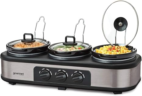 Bella Cook Serve 3 Pot Slow Cooker With Keep Warm Buffet Setting By Bella Amazon De Kuche Haushalt