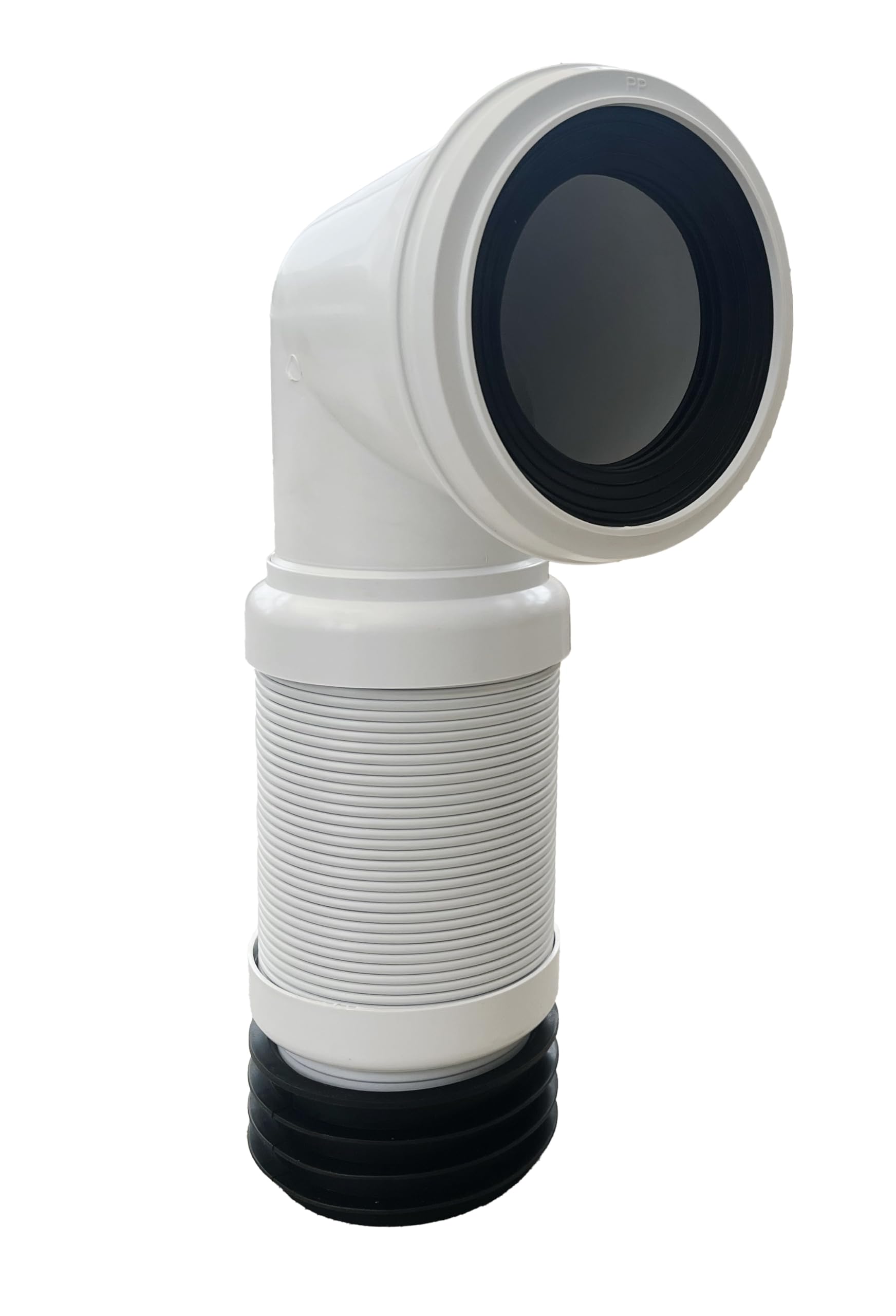 90 Degree White Flexible Waste Pipe Connector 4" (400mm-730mm), Ideal for Waste Pipe Installation, Durable and Adjustable Flexible Pipe and Pan Connector