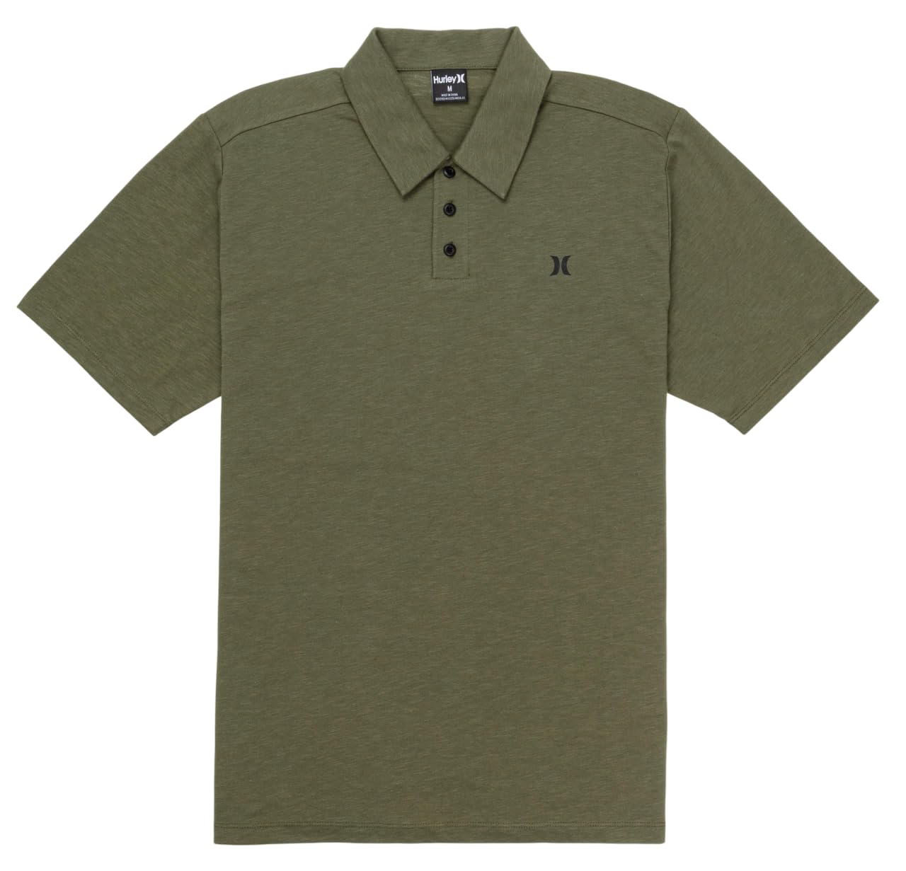 Hurley Men’s Icon Slub Short Sleeve Polo, Icon Olive, XL