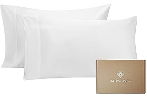 BIOWEAVES 100% Organic Cotton Pillow Cases 300 Thread Count Soft Sateen Weave GOTS Certified – Standard/Queen Size, Set of 2, White