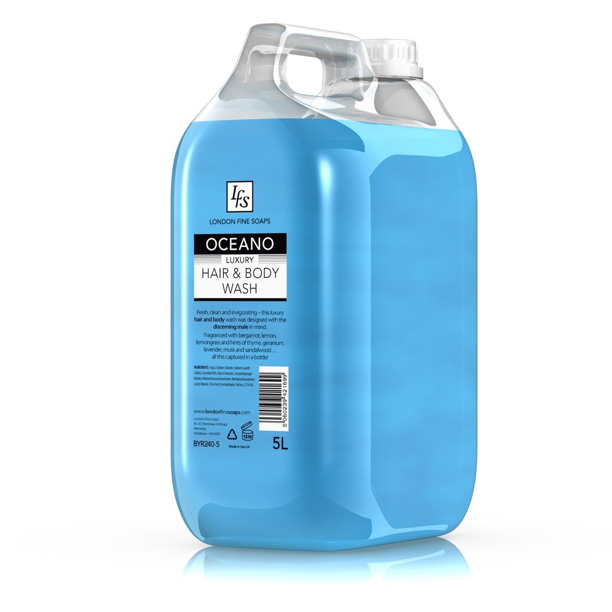 London Fine Soaps BYR240-5 LFS Oceano Luxury Hair and Body Wash, 5 L (Pack of 2)