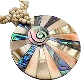 Swimmi Natural Abalone Necklace, Handcrafted Mother of Pearl Beads Necklace for Women Jewelry CA310