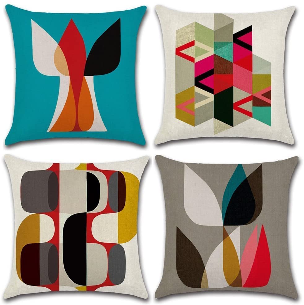 CLVEDU 4Pack Pillow Covers 20x20In Throw Pillow Case Cushion Covers Colorful Printed Throw Pillow Covers, Pillow Case Cushion for Home Couch Sofa Decorative, Gifts 50x50cm(Style2), A5002-02