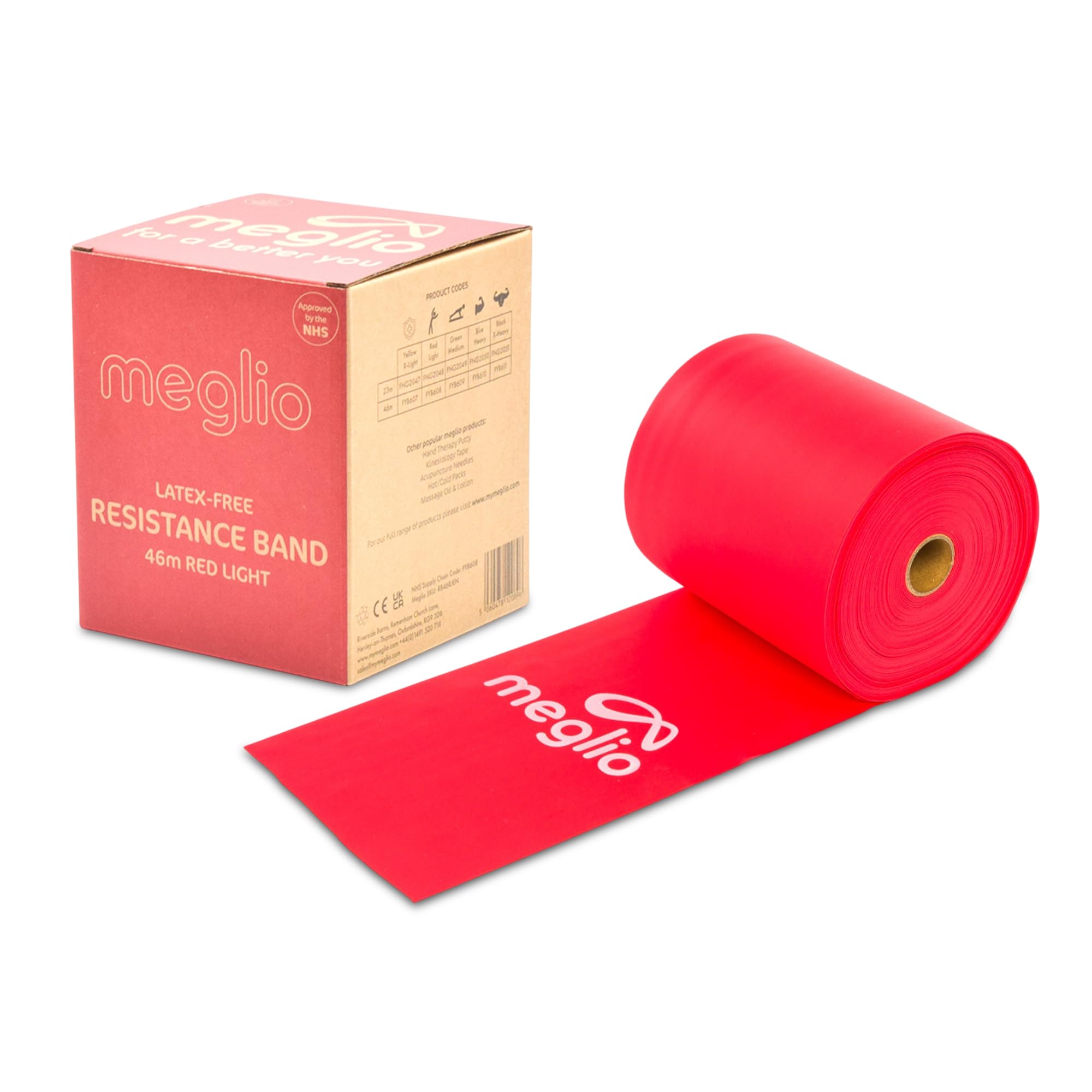 Meglio Resistance Bands Roll - Latex Free Exercise Bands for Building Strength, Pilates Band for Fitness, Flexibility, Physiotherapy, Stretching & Yoga Bands | (46 Meter)