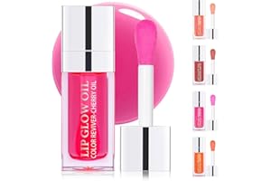 FEIMINI Hydrating Lip Glow Oil, Clear Plumping Lip Gloss, Long Lasting, Moisturizing, Non-Sticky, Tinted Lip Oil for Lip Care (Cherry)