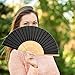 Bememo 12 Pack Hand Held Fans Silk Bamboo Folding Fans Handheld Decorative Japanese Chinese for Women Church Wedding Gift, Bridal Dancing Party Favors, DIY Decoration (Black)