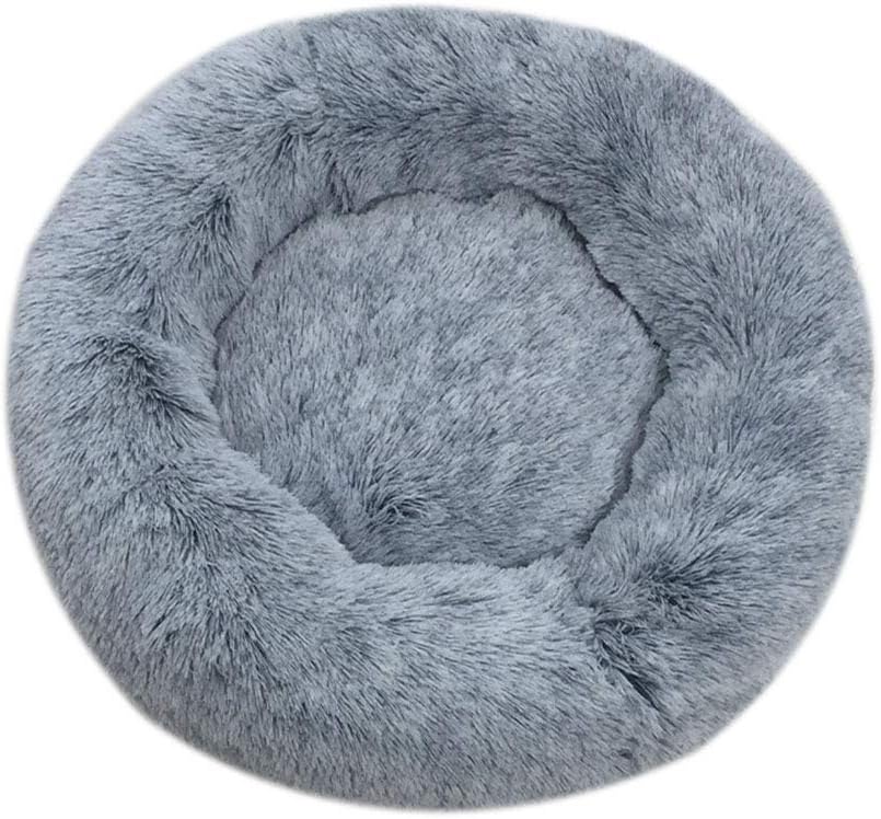ToKoJp Soft Pet Bed, Pet Dog Cat Calming Round Bed, Shag Plush Donut Cuddler Cat Bed Warm Plush Dog Puppy Mat Pet Beds
