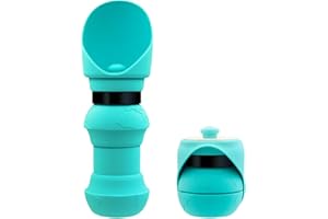 YG CULTURE 18OZ Foldable Silicone Dog Water Bottle 500ML- Portable Outdoor Pet Hydration Solution, Leak-Proof, Easy to Carry, Perfect for Hiking, Travel, and Walking (Turquoise, 550ML)
