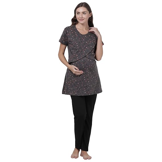 Womens Round Neck Feeding/Maternity/Nursing Night Suit