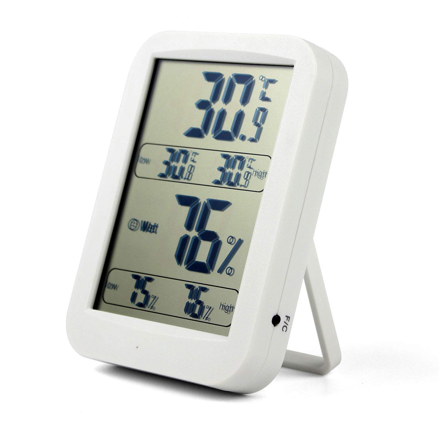 Indoor Digital Temperature Humidity Monitor with LCD Display,C/F Switch for Office, Bedroom, Kitchen, Wine Cellar etc.