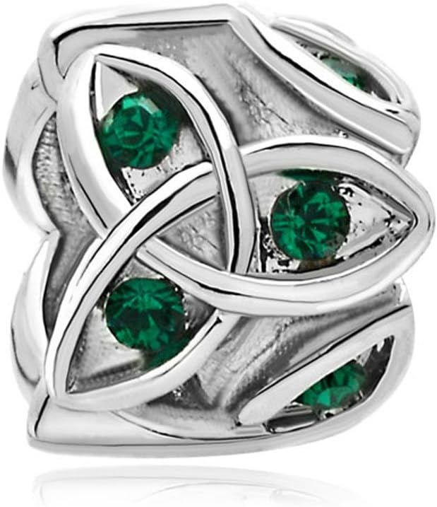 Celtic Claddagh Irish Charm May Simulated Birthstone Beads for Bracelets