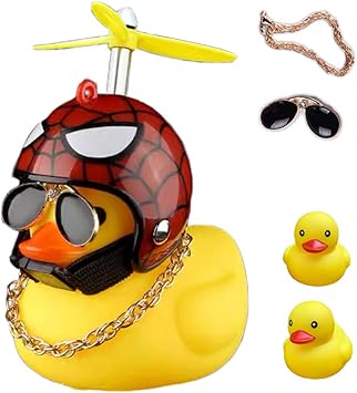 Amazon 自転車 ライト アヒル 自転車用ベル 自転車ヘッドライト 漫画 アヒル ヘッド ランプ 光沢のある アヒル 自転車ベル ハンドルバー 自転車 アクセサリー かわいい 小さな 黄色い 鳴ら 警報灯 子供 大人用 かぶと あひる スパイダーマン Acedoamare ベル