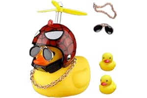 ACEDOAMARE Duck Bike Bell, Cute Rubber Yellow Duck Bicycle Accessories with LED Light Propeller Helmet Squeeze Horns for Cycling Motorcycle Handlebar Bicycle