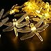 AMZSTAR Dragonfly Solar String Lights Outdoor, 19.7ft 8Modes 30 LED Waterproof Fairy Lights for Indoor/Outdoor Home Garden Lawn Fence Patio Party and Holiday Decorations (Warm White)