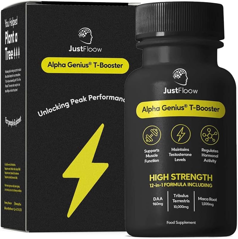 Justfloow Alpha Genius Testosterone Support for Men – Tribulus, D-Aspartic