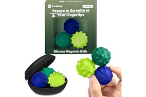 PURAEASE Magnetic Sensory Fidget Balls – 3PC Large Weighted Textured Silicone Stress Relief Toys for Adults & Teens with ADHD, Autism, Anxiety – Quiet Fidget Magnets for Desk, Travel, Office & Gifting