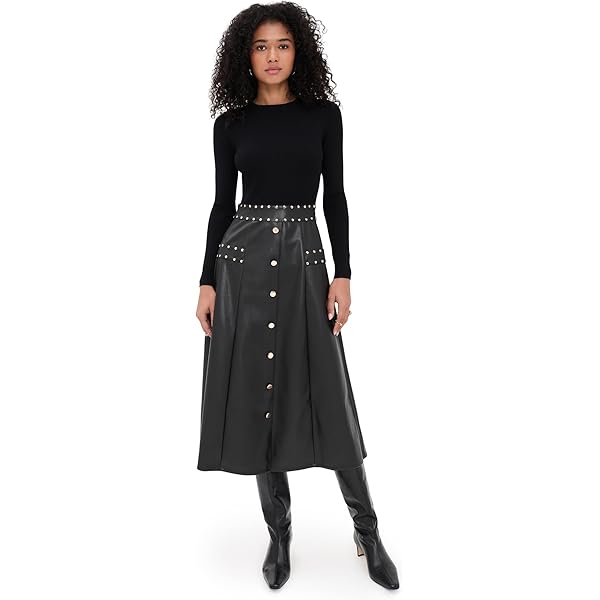 Shoshanna Women's Leather Knit Lonnie Dress, Jet, XS at Amazon Women's  Clothing store