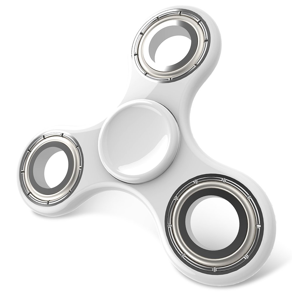 Tri-Spinner Fidget Plastic Spinner,AOPETIO EDC Hand Puzzels for ADHD Autism Anxiety Boredom (White)