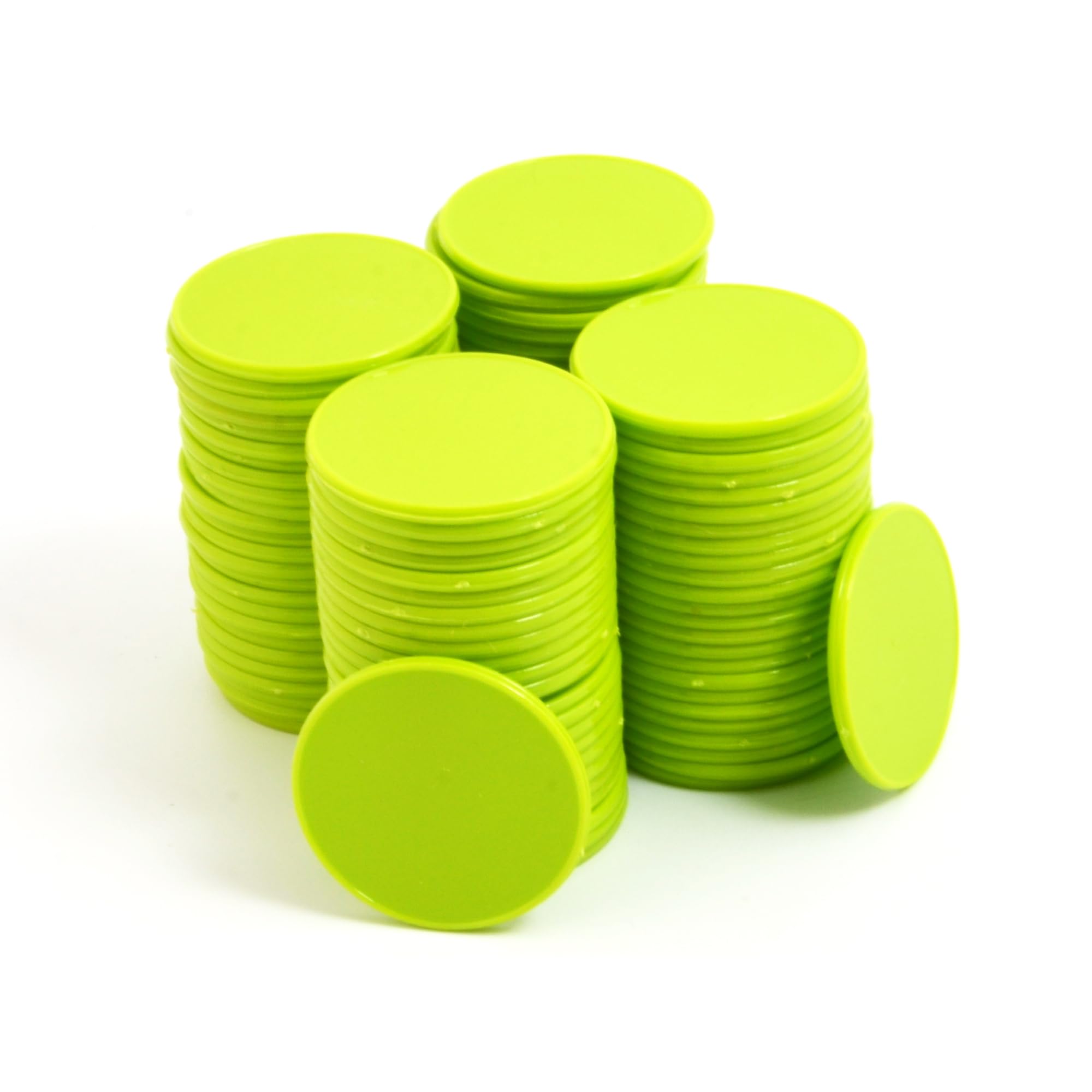 Smartdealspro 32mm Opaque Plastic Learning Counters Mini Poker Chips Games Tokens with Storage Box (Flat, 100pcs, Light Green)