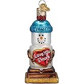 Old World Christmas Love You S'More Snowman Glass Blown Ornament for Christmas Tree, Handcrafted Holiday Decoration, Snowman Collection
