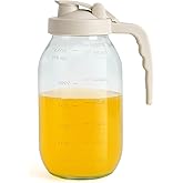 YORY 2 Quart Glass Pitcher with Filter Lid Airtight Cold Water Jug for Lemonade Tea Juice Milk Iced Coffee Fruit Drinks Airtight,64 oz