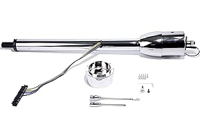 Pateyney 28" Chrome Tilt Street Rod Floor Shift Steering Column w/Wheel Adapter No Key