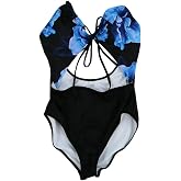 Victoria's Secret Pink Swim One Piece Monokini Bathing Suit (M, Blue Black)