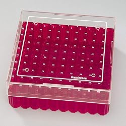 100-Place Cryo Box w/Lid, Red, Holds 1.2-2ml