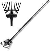 Small Rakes for Garden Beds,11 Tines Heavy Duty Metal Yard Hand Rake with 63in Adjustable Handle,Ideal Gardening Rakes for Gathering Leaves,Shrub,Dog Poop,Garden Flower Beds