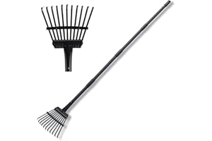ABTOOL Small Garden Rake for Leaves,11 Tines Heavy Duty Metal Yard Hand Rake with 63in Adjustable Handle,Ideal Leaf Scoops Gardening Tool for Gathering Leaves,Shrub,Poop,Leveling Grass,Garden Flower Bed,Yard