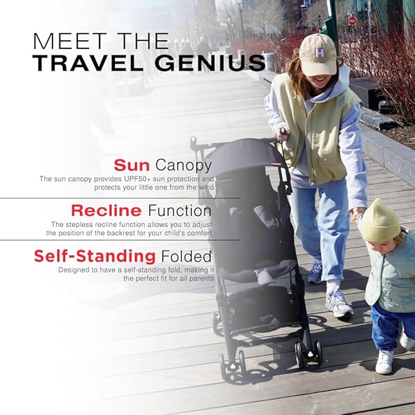 GB POCKIT+ ALL-TERRAIN, ULTRA COMPACT LIGHTWEIGHT TRAVEL STROLLER WITH CANOPY AND RECLINING SEAT IN VELVET BLACK