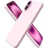 ORNARTO Compatible with iPhone 16 Plus Case 6.7, Slim Liquid Silicone 3 Layers Full Covered Soft Gel Rubber Phone Case Protective Cover 6.7 Inch, Chalk Pink