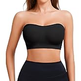 LIRASDIS Strapless Bra for Women, Seamless Non-Slip Padded Bandeau Bra, Wireless Push Up Tube Top Bralette (US, Alpha, X-Large, Regular, Regular, Black)