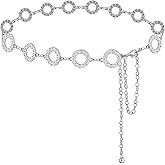 LIMHOO Metal Waist Chain for Women Rhinestone Chain Belt Crystal Waist Belt for Dress