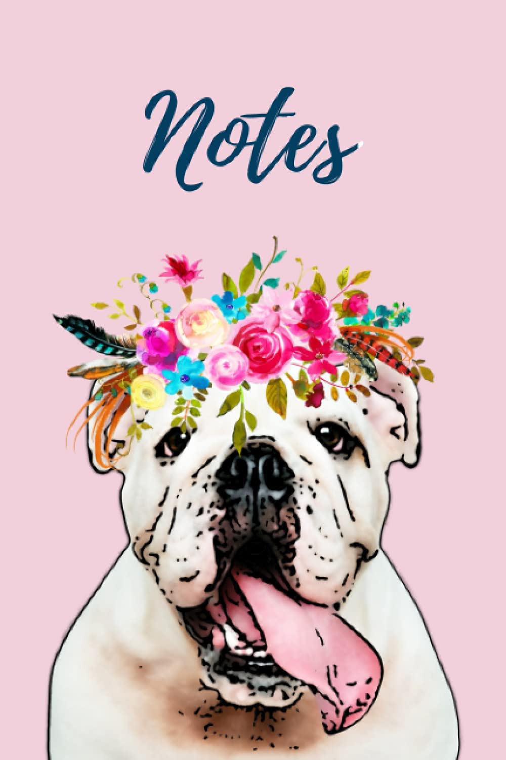 Notes: Cute Bulldog Notebook - Medium Lined Notebook with Coloring Borders - 9 x 6 inches - 120 pages - Gift for British Bulldog Lover